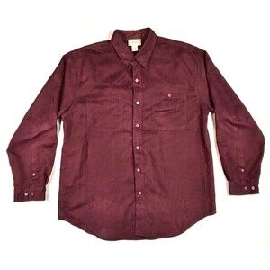Knightsbridge Maroon Faux Suede Button Shirt Men Large Western Casual Workwear